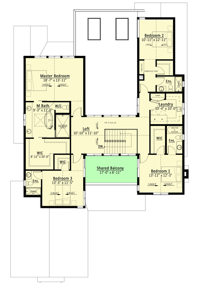 Plan 270043AF: Transitional 5-Bed Farmhouse with Optional Lower Level In-Law Suite - Floor Plan - 2nd Floor - European, Farmhouse, Modern Farmhouse, New American, Transitional