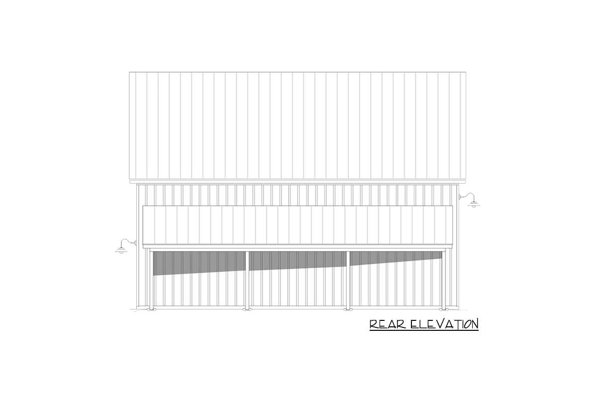 Plan 68835VR: Expanded Barn-Style Garage with Tractor Port - Image #4 - Barndominium, Country, Traditional