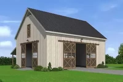 Expanded Barn-Style Garage with Tractor Port
