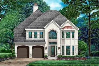 Narrow Traditional Home Plan with 2-Story Foyer and Family Room