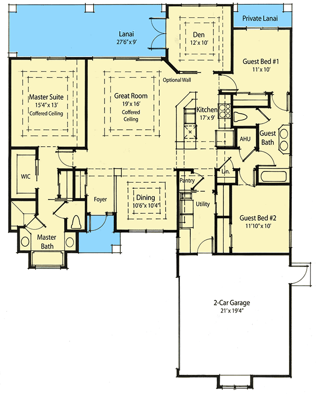 Plan 33025ZRX: Contemporary Ranch Home Plan Under 1800 Square Feet with 3 Bedrooms - Floor Plan - Main Level - European, French Country, Ranch