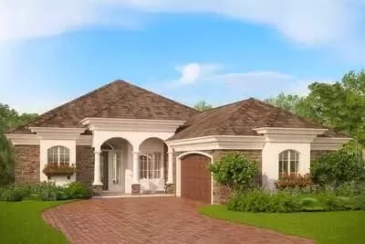 3 Bedroom Contemporary Mediterranean-Style House Plan Under 2600 Square Feet