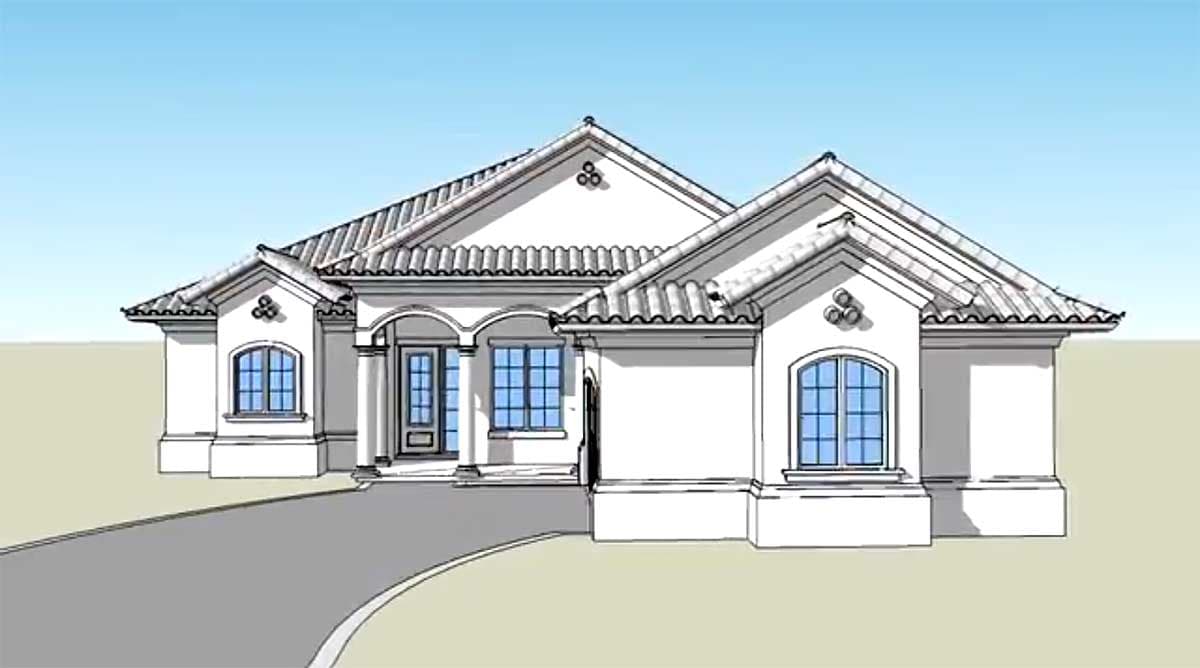 Plan 33029ZR: 3 Bed Euro-Style Ranch Home Plan Under 2600 Square Feet with Rear Lanai - Image #8 - Coastal, European, Florida-Style, Mediterranean, Ranch