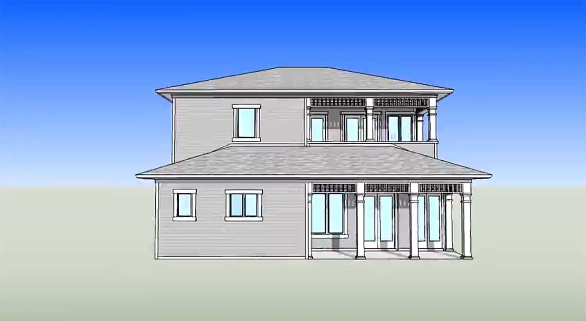 Plan 33030ZRX: Courtyard 2-Story Home Plan with Guest Cabana and Outdoor Fireplace - 3225 Sq Ft - Image #8 - Southern