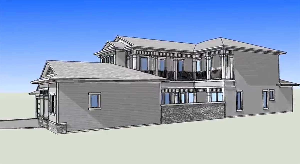 Plan 33030ZRX: Courtyard 2-Story Home Plan with Guest Cabana and Outdoor Fireplace - 3225 Sq Ft - Image #9 - Southern