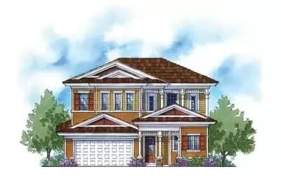 Courtyard 2-Story Home Plan with Guest Cabana and Outdoor Fireplace - 3225 Sq Ft