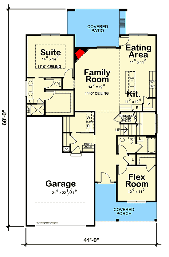 Plan 42694DB: 4-Bed New American Home Plan with Main-level Master Suite - Floor Plan - Main Level - Craftsman, New American, Northwest