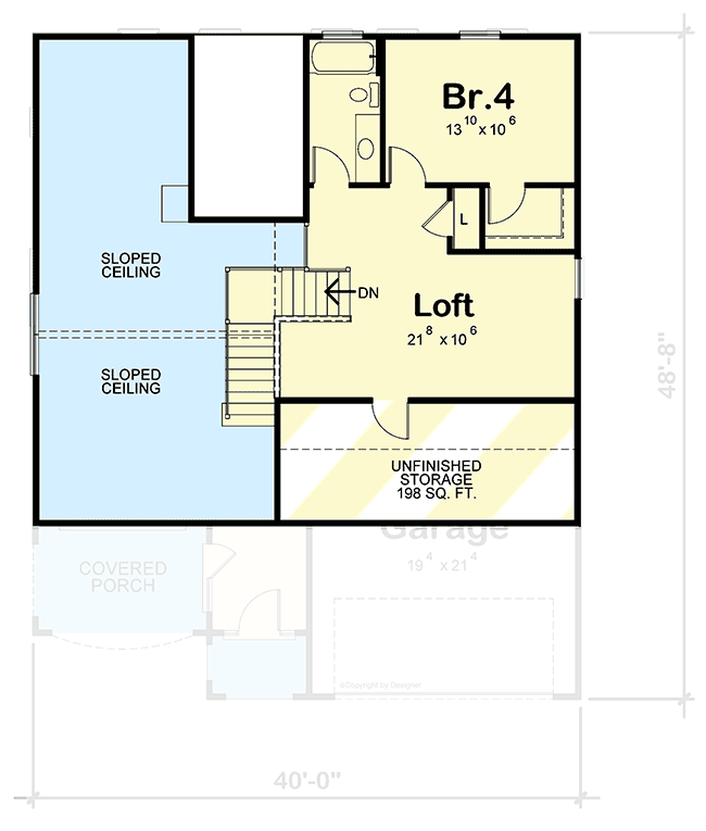 Plan 42695DB: Transitional House Plan with Two Upstairs Layouts - Floor Plan - 2nd Floor - European, New American, Transitional, Tudor