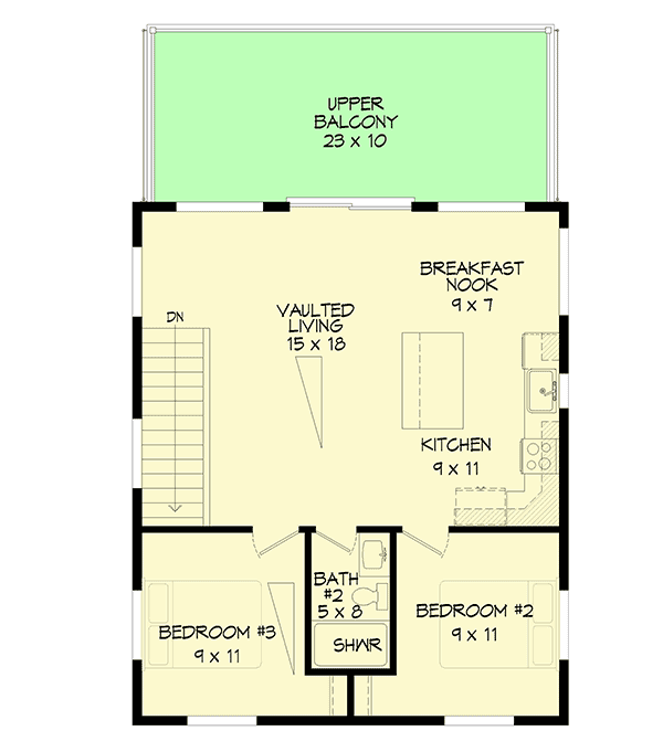 Plan 68836VR: Attractive 3-Bed Contemporary Home Plan for a Rear-sloping Lot - Floor Plan - 2nd Floor - Coastal, Contemporary, Modern, Mountain