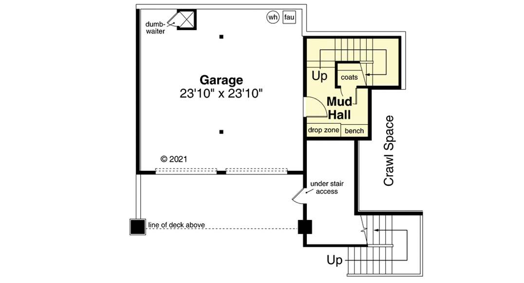Plan 72291DA: One-level Craftsman Home Plan with Vaulted Spaces and Drive-under Garage - Floor Plan - Lower Level - Contemporary, Craftsman, Mountain