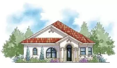 Mediterranean-Style House Plan with Alley-Access Garage - 1585 Sq Ft