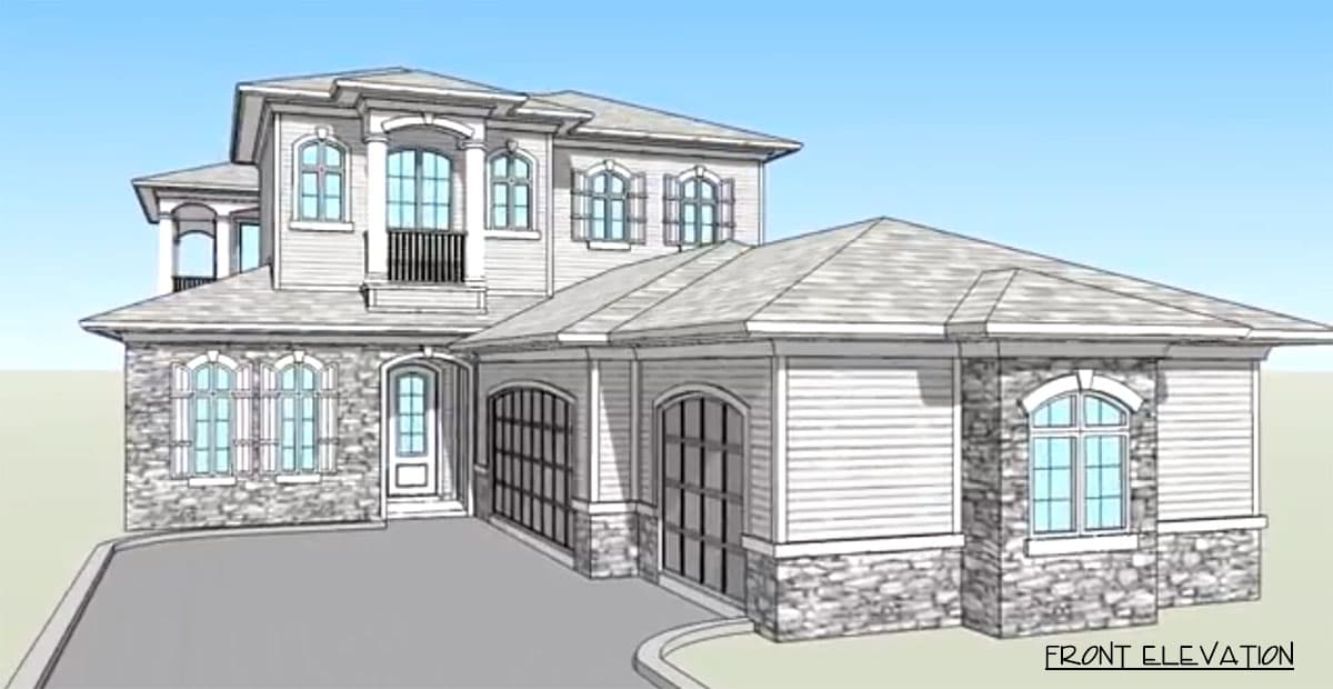 Plan 33040ZRX: 2-Story Home Plan with Courtyard with Fireplace and Guest Cabana Access - 3191 Sq Ft - Image #5 - Southern, Traditional