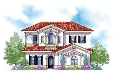 Mediterranean-Style House Plan with Courtyard with Fireplace and Guest Cabana Access - 3191 Sq Ft