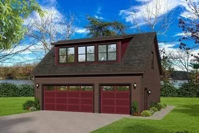 3-Car Detached Garage Plan with Upstairs Open-Air Balcony