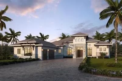 Transitional Southern Home Plan with Study and Split-bed Layout