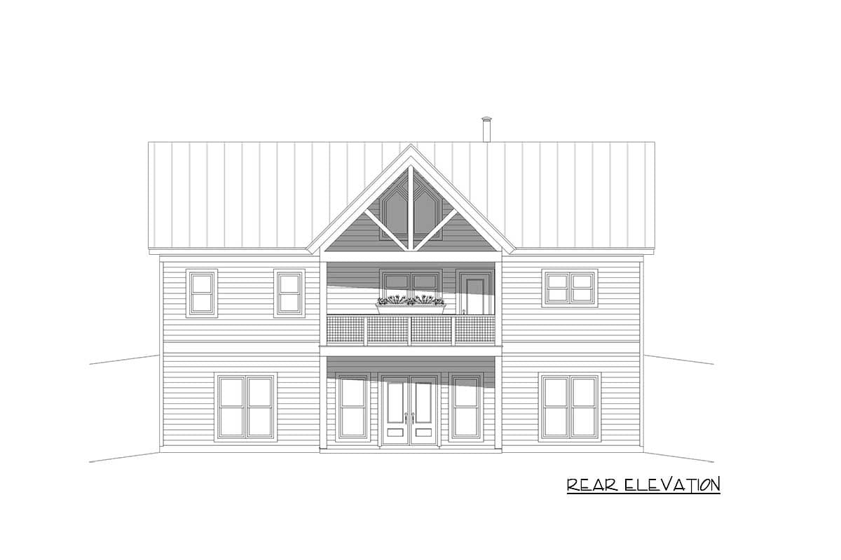 Plan 68845VR: Mountain House Plan with Vaulted Indoor and Outdoor Spaces on a Walkout Basement - 1357 Sq Ft - Image #5 - Country, Craftsman, Mountain, Ranch