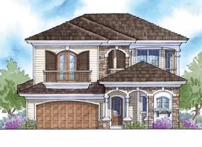 Courtyard Home Plan with Two Sets of Stairs - 3550 Sq Ft