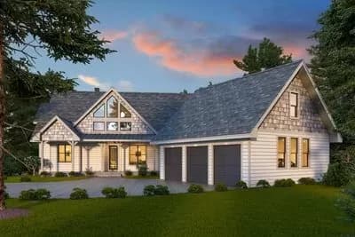 Mountain Craftsman Plan with Main-level Master and 3-Seasons Room