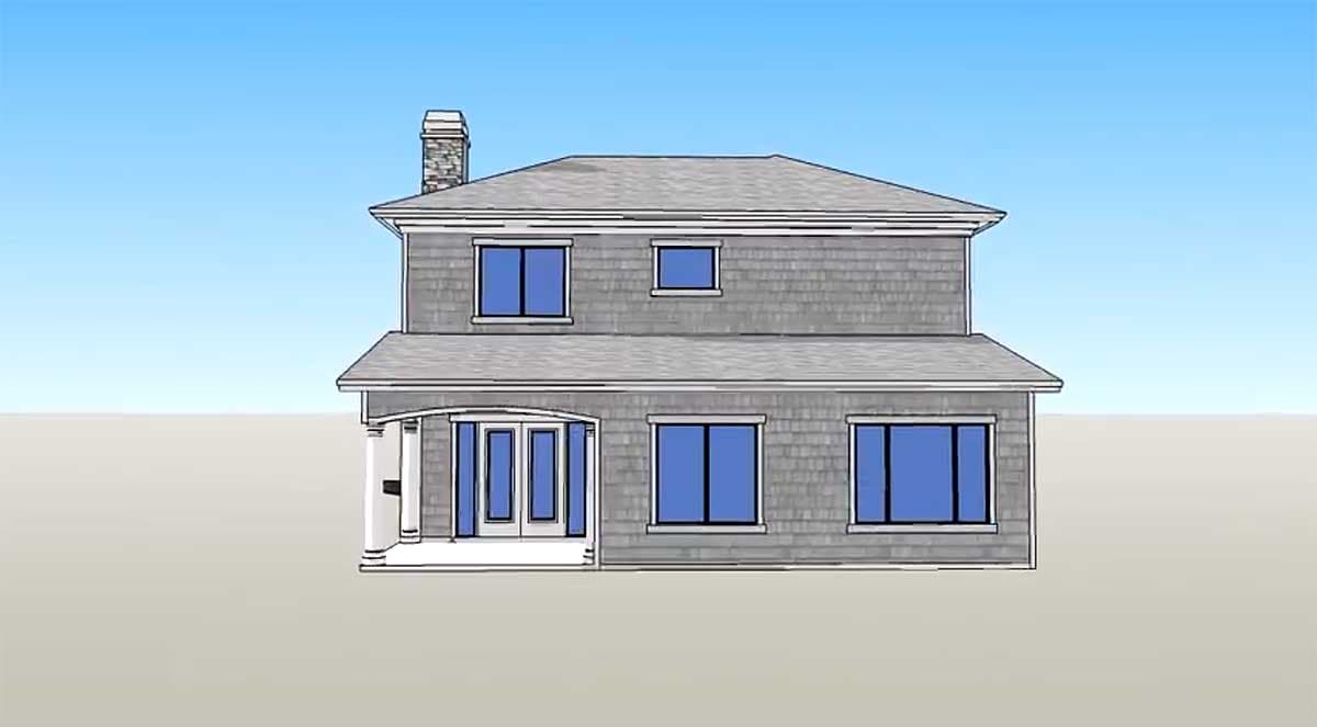 Plan 33058ZRX: Master Down House Plan with 2-Story Great Room Just 40-Feet Wide - 2181 Sq Ft - Image #4 - European, Traditional