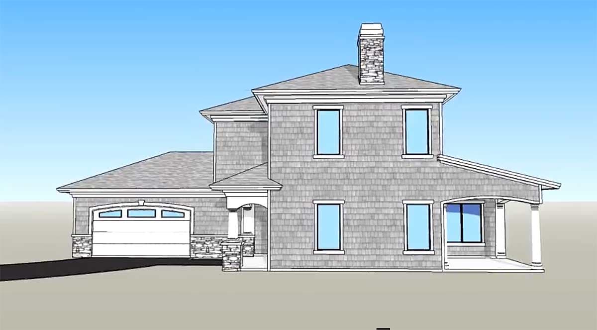 Plan 33058ZRX: Master Down House Plan with 2-Story Great Room Just 40-Feet Wide - 2181 Sq Ft - Image #5 - European, Traditional