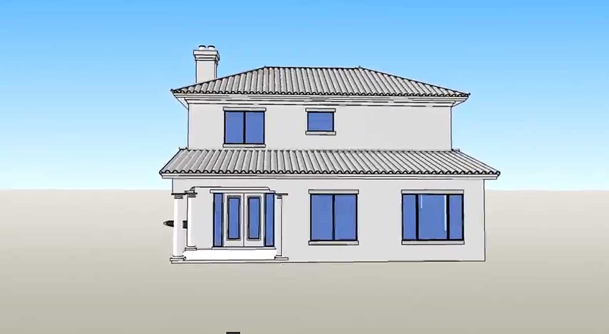 Plan 33059ZRX: Master Down House Plan with 2-Story Great Room Just 40-Feet Wide - 2181 Sq Ft - Image #4 - Florida-Style, Mediterranean