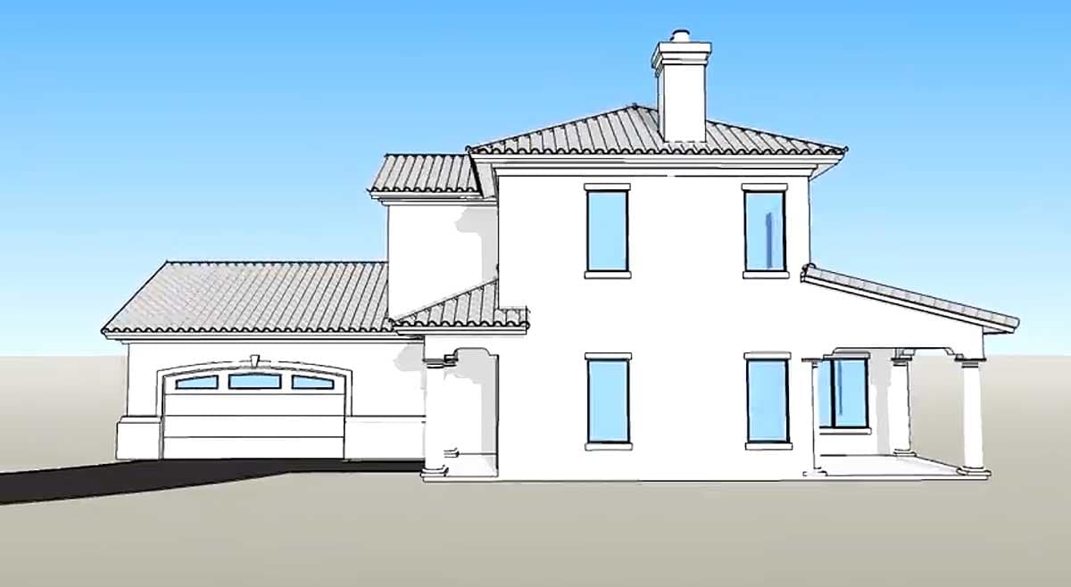 Plan 33059ZRX: Master Down House Plan with 2-Story Great Room Just 40-Feet Wide - 2181 Sq Ft - Image #5 - Florida-Style, Mediterranean