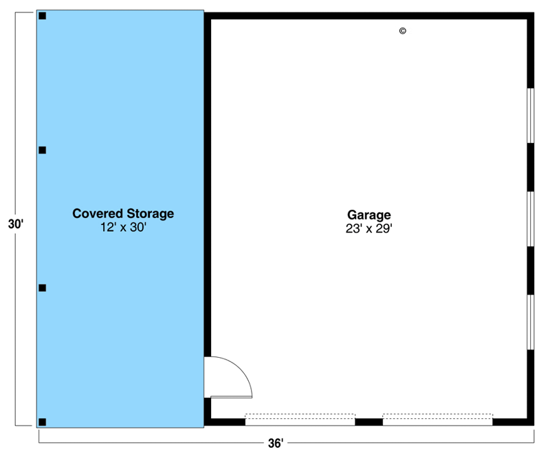 Plan 72293DA: No-Frills 2-Car Garage Plan with Covered Outdoor Storage - 720 Sq Ft - Floor Plan - Main Level - Country, Traditional