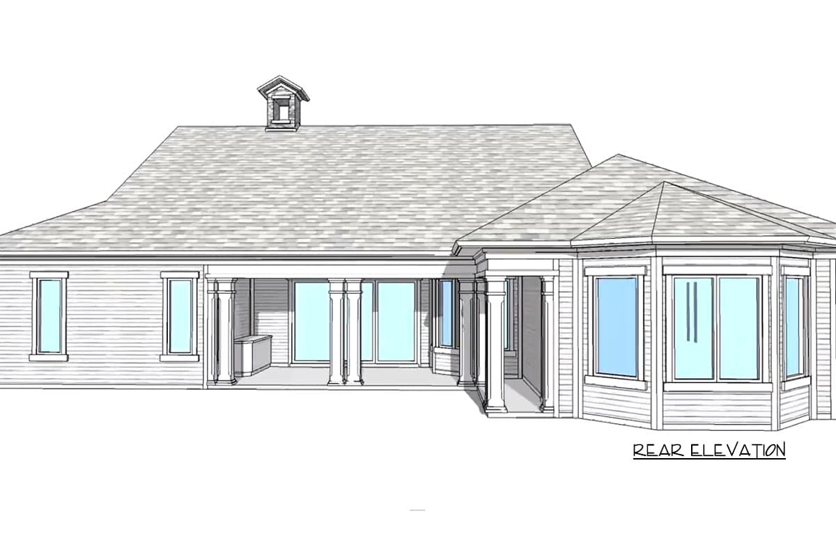 Plan 33063ZRX: 59-Foot-Wood 3 Bedroom House Plan with 2-Car Garage - 2723 Sq Ft - Image #15 - Southern, Traditional