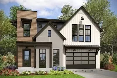New American Townhouse-style Single Family Home Plan with Massive Great Room