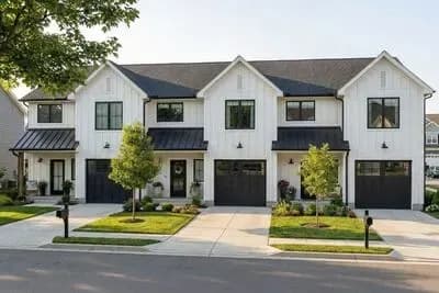 Triplex House Plan with Matching 3 Bed, 2.5 Bath Units - 1464 Sq Ft Each