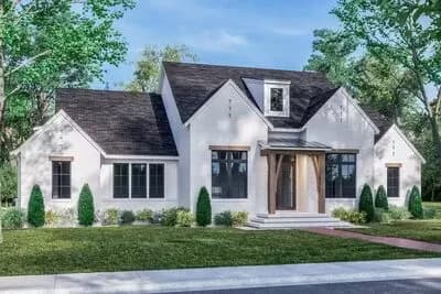 Contemporary Transitional House Plan with Home Office and Secure Delivery Room - 2626 Sq Ft