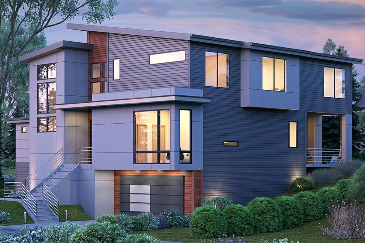 Plan 666126RAF: Contemporary Northwest Home Plan with Oversized Windows and Covered Patio - Image #4 - Contemporary, Modern, Northwest