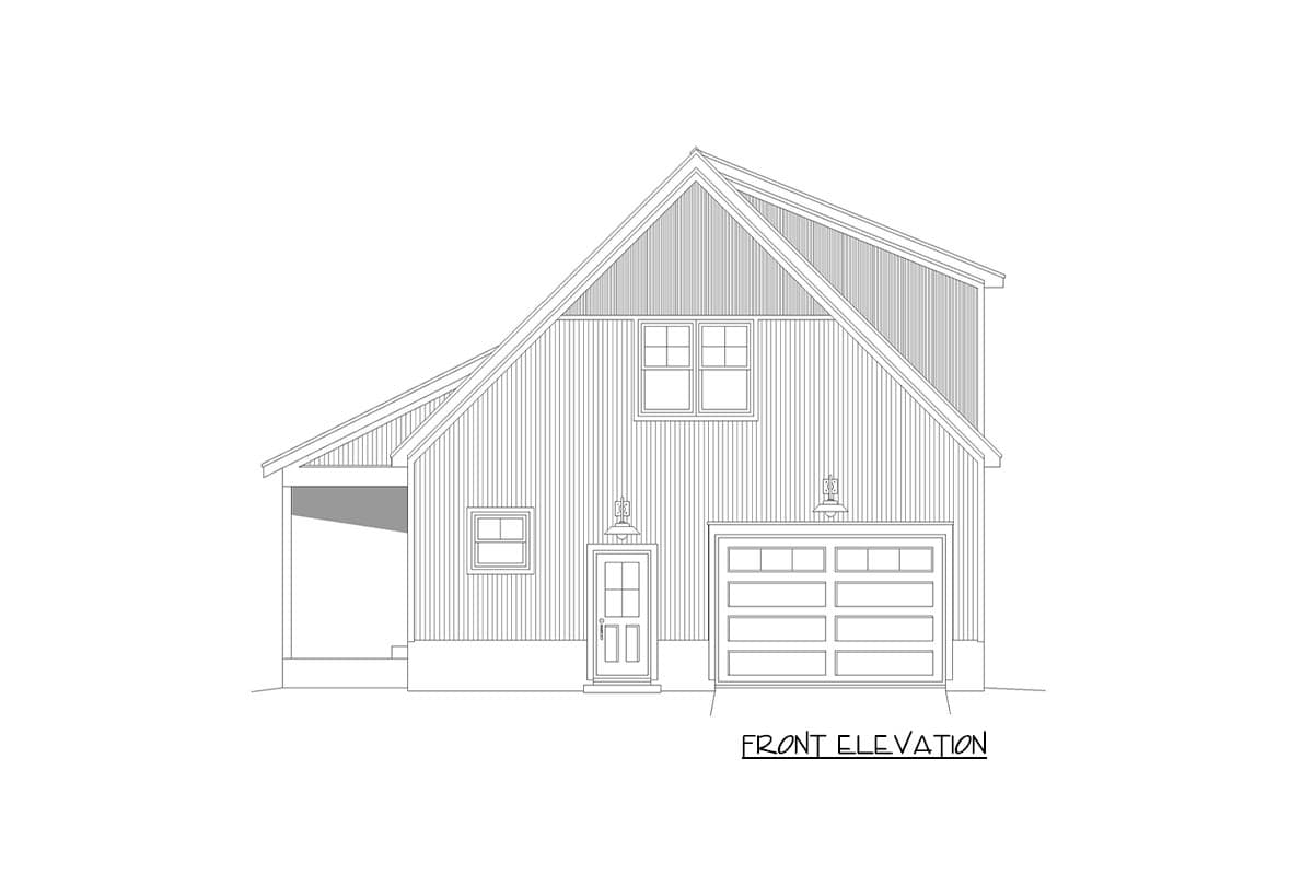 Plan 68838VR: 1-Bed Barndominium with Massive Upstairs Flex Space - 1,767 Sq Ft - Image #4 - Country, Mountain, Rustic