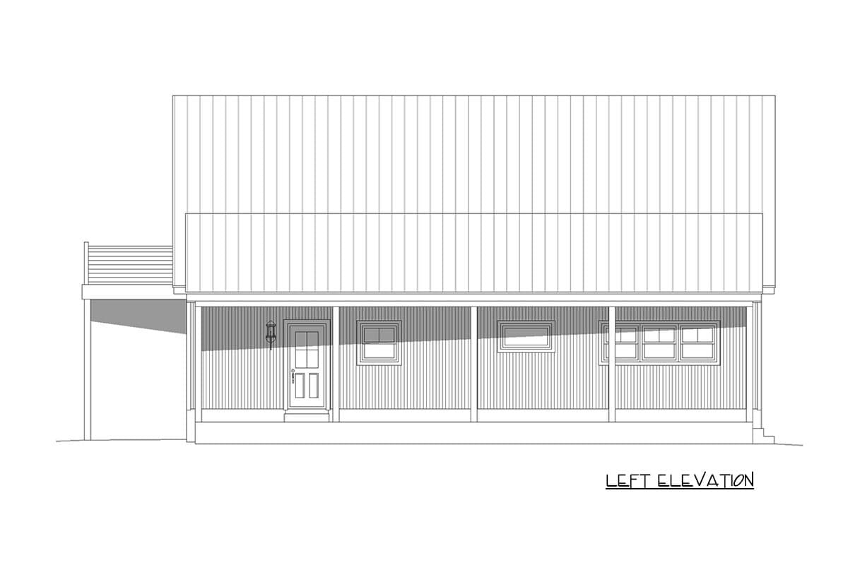Plan 68838VR: 1-Bed Barndominium with Massive Upstairs Flex Space - 1,767 Sq Ft - Image #5 - Country, Mountain, Rustic
