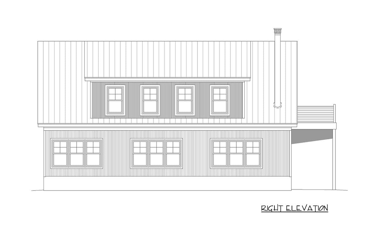 Plan 68838VR: 1-Bed Barndominium with Massive Upstairs Flex Space - 1,767 Sq Ft - Image #7 - Country, Mountain, Rustic
