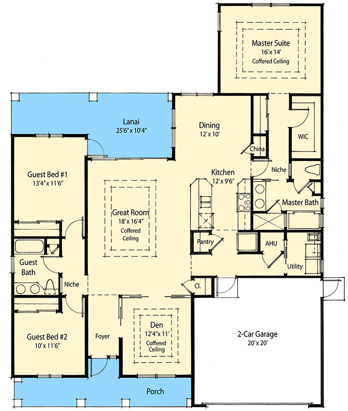 Plan 33069ZRX: Secluded Master Suite with Options - Floor Plan - Main Level - Southern, Traditional