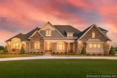 Craftsman Ranch Plan with Screened Porch and Deluxe Master Suite