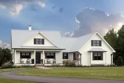 Modern Farmhouse Plan with Screened Porch and Split-bed Layout - 1905 Sq Ft