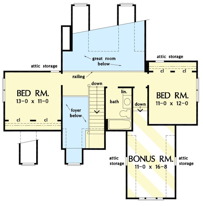 Plan 444005GDN: Classic Cape Cod Home Plan with First Floor Master Suite - Floor Plan - 2nd Floor - Cape Cod, Country, Traditional