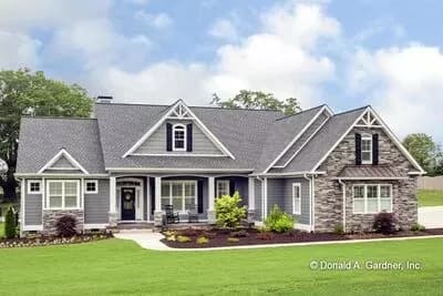 Traditional Craftsman Home Plan with Screened Porch and Split-bed Layout