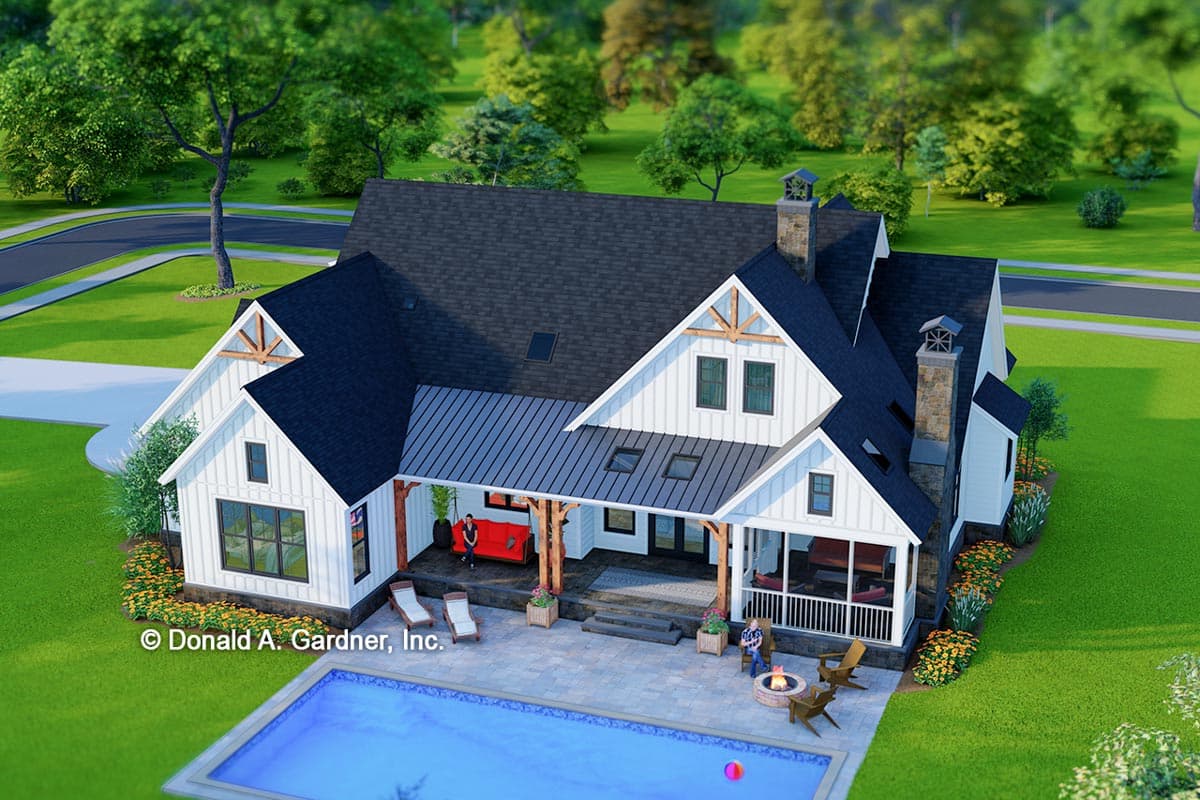 Plan 444013GDN: Modern Farmhouse Ranch Home Plan with Screened Porch and Bonus Room - Image #4 - Country, Craftsman, Modern Farmhouse, New American, Ranch