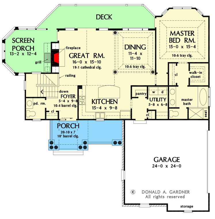 Plan 444015GDN: Southern Traditional Home Plan with Walk-out Basement - Floor Plan - First Level - Southern, Southern Traditional, Traditional