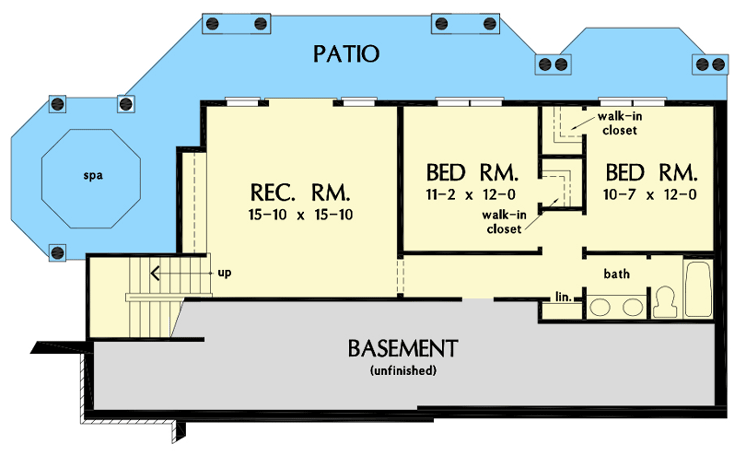Plan 444015GDN: Southern Traditional Home Plan with Walk-out Basement - Floor Plan - Basement - Southern, Southern Traditional, Traditional