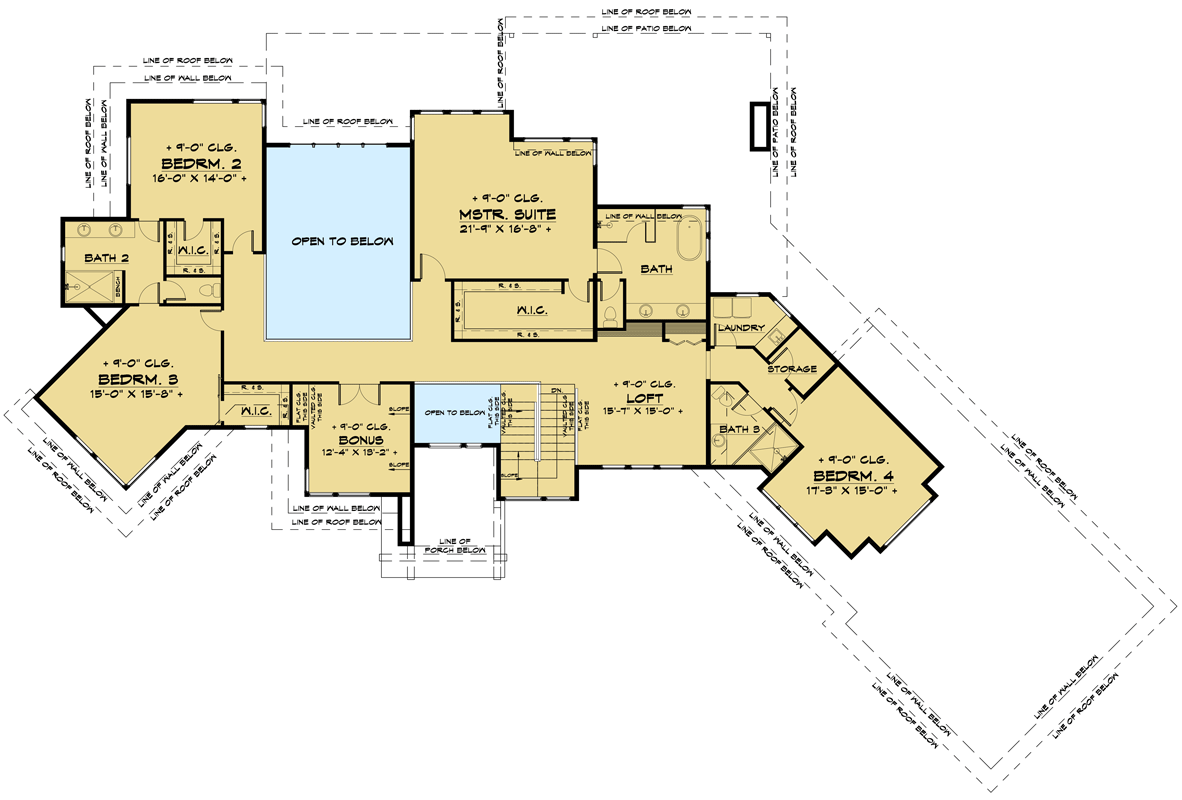 Plan 666128RAF: 2-Story Contemporary Prairie Home Plan with 4-Car Garage and Home Office - Floor Plan - 2nd Floor - Contemporary, Modern, Northwest, Prairie