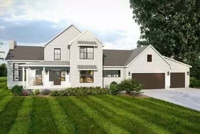 Country Farmhouse Plan Under 2700 Square Feet with Main-Level Master Bedroom