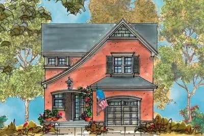 European-inspired House Plan with a Gentle, Curved Roofline