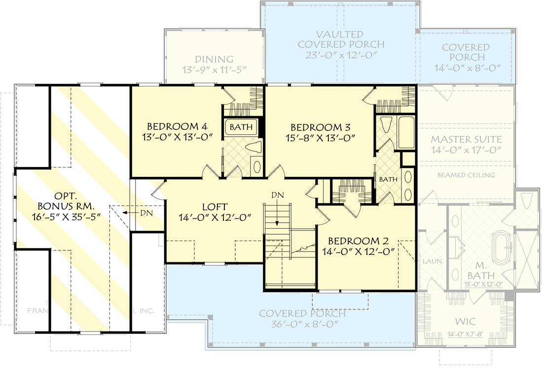 Plan 710411BTZ: New American House Plan with 8'-Deep Front Porch and 12'-Deep Rear Porch - 2782 Sq Ft - Floor Plan - 2nd Floor - Country, Farmhouse, Modern Farmhouse, New American, Traditional