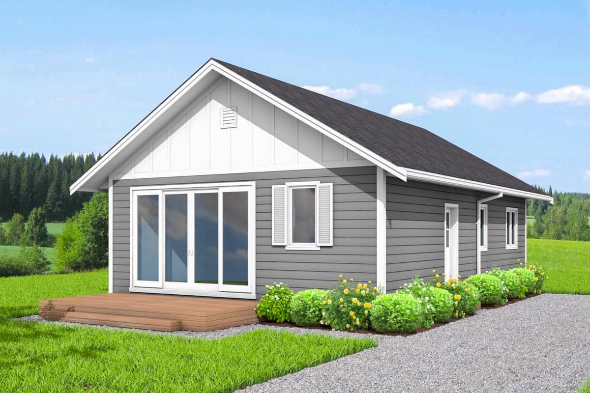 Plan 677000NWL: Economical 3-Bed New American Cottage with Large Deck - Image #5 - Cottage, Mountain, New American, Vacation