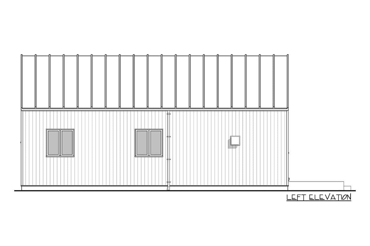 Plan 677001NWL: 3-Bed Scandinavian Cottage with Large Deck and Open Living Space - 967 Sq Ft - Image #6 - Contemporary, Cottage, Scandinavian, Vacation