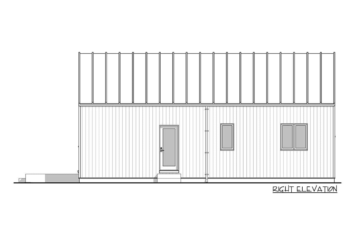 Plan 677001NWL: 3-Bed Scandinavian Cottage with Large Deck and Open Living Space - 967 Sq Ft - Image #8 - Contemporary, Cottage, Scandinavian, Vacation